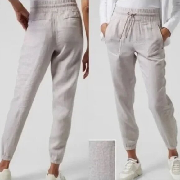ATHLETA Cabo Linen Jogger in Micro Cheetah Size 6 - Picture 1 of 8